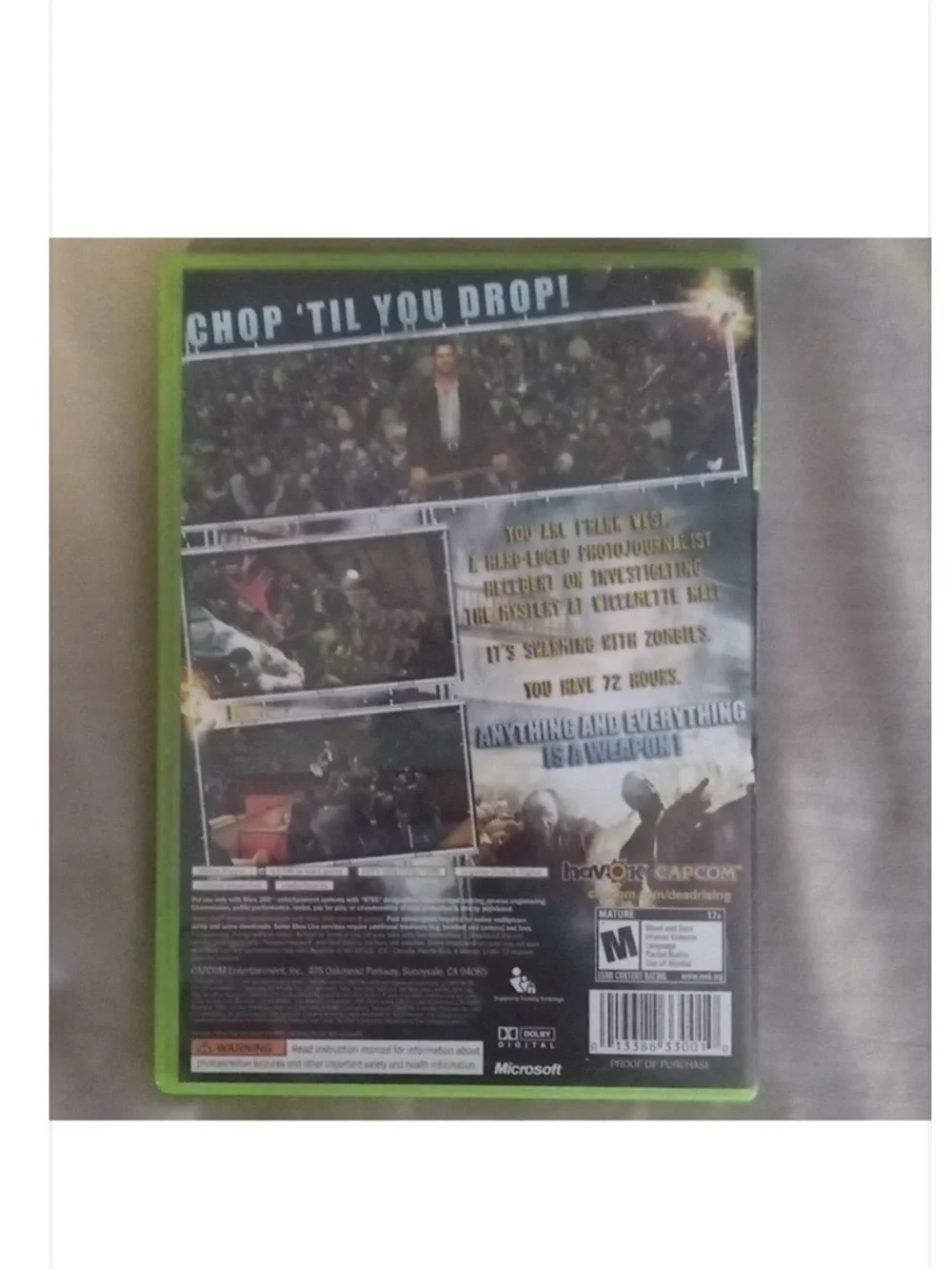 DEADRISING XBOX 360 Video Game 2006 Y2K Capcom/Microsoft PLAYS FINE M For Mature